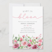 Zacht roze bloemen Elegant Boho Girl Baby shower Kaart (Voorkant)