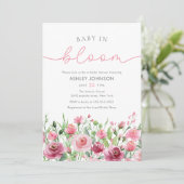 Zacht roze bloemen Elegant Boho Girl Baby shower Kaart (Staand voorkant)