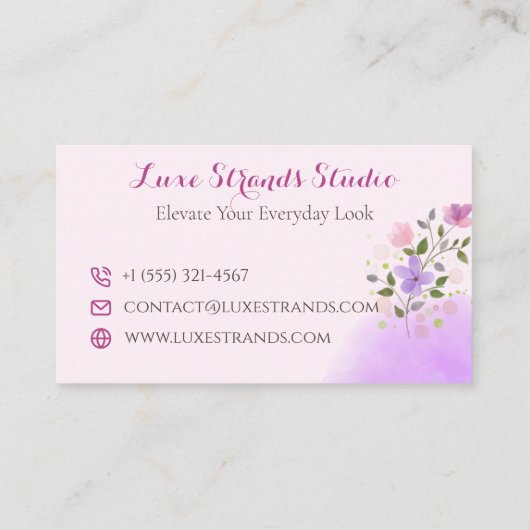 Zacht Roze Bloemen Elegant Haar Stylist Design Visitekaartje (Achterkant)