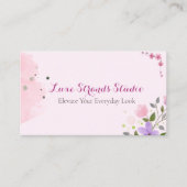 Zacht Roze Bloemen Elegant Haar Stylist Design Visitekaartje (Voorkant)