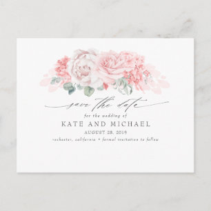 Zacht Roze Bloemen Elegant Save the Date Briefkaart