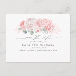 Zacht Roze Bloemen Elegant Save the Date Briefkaart