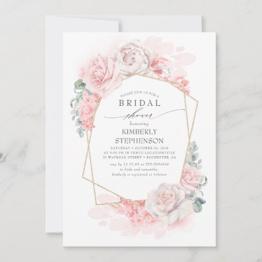 Zacht Roze Bloemen Elegant Vrijgezellenfeest Kaart (Voorkant)