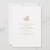 Zacht Roze Bloemen Hout Kruis Elegant Script Doop Kaart (Achterkant)