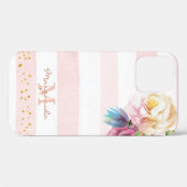 Zacht Roze Bloemen Meisje Monogram Case-Mate iPhone Case (Achterkant (horizontaal))