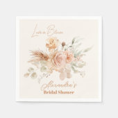 Zacht Roze Bloemen Pampas Grass Vrijgezellenfeest Servet (Voorkant)