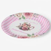 Zacht Roze Bloemen Thee Vrijgezellenfeest Papieren Bordje (Gekanteld)