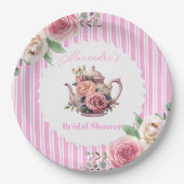 Zacht Roze Bloemen Thee Vrijgezellenfeest Papieren Bordje (Voorkant)