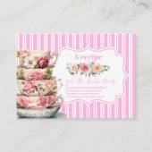 Zacht Roze Bloemen Thee Vrijgezellenfeest Recept Informatiekaartje (Voorkant)