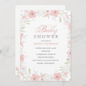 Zacht roze bloemen uitnodiging (Voorkant / Achterkant)