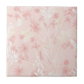 Zacht Roze Bloemen Waterverf Patroon Tegeltje (Voorkant)