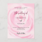 Zacht roze bloemenbruiloft roos uitnodiging briefkaart (Voorkant)