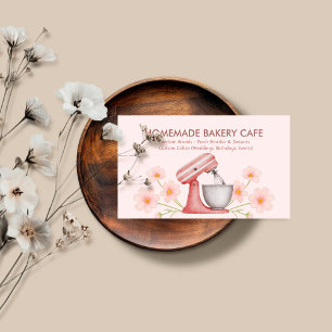 Zacht roze bloemencake bakkerij visitekaartje