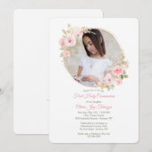 Zacht roze bloemencorso kaart (Voorkant / Achterkant)