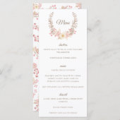 Zacht Roze Bloemenkrans Menu Kaart (Voorkant / Achterkant)