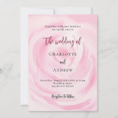 Zacht roze bloemenluxe roos bruiloft kaart (Voorkant)