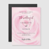 Zacht roze bloemenluxe roos bruiloft magnetische uitnodiging (Voorkant / Achterkant)