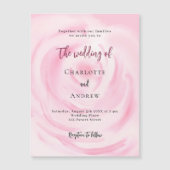 Zacht roze bloemenluxe roos bruiloft magnetische uitnodiging (Voorkant)