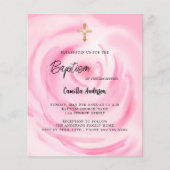 Zacht roze bloemenmeisje budget Doop uitnodiging Flyer (Voorkant)