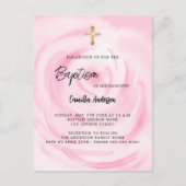 Zacht roze bloemenmeisje Doop Uitnodiging Briefkaart (Voorkant)