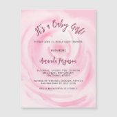 Zacht roze bloemenmeisje luxe baby shower magnetische uitnodiging (Voorkant)