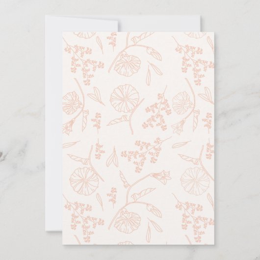 Zacht roze bloemenpatroon bruiloft kaart (Achterkant)