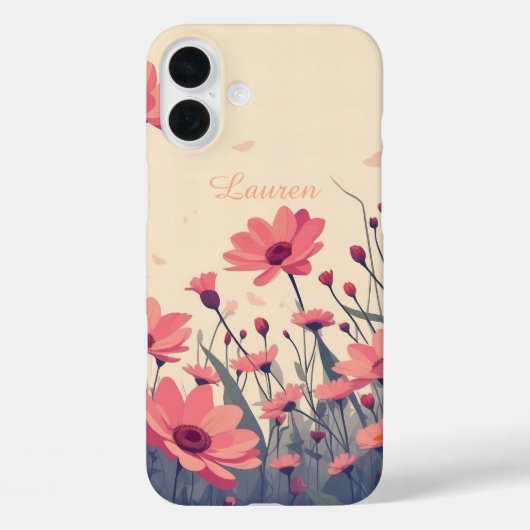 Zacht roze bloemenveld Case-Mate iPhone case (Achterkant)