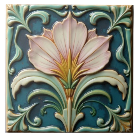 Zacht roze bloemvorm tegeltje (Voorkant)