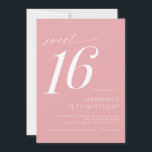 Zacht Roze Blush | Meisje Eenvoudig Zoet 16 Verjaa Kaart<br><div class="desc">Moderne uitnodigingen voor 16e verjaardagsfeestjes met scriptaccenten. Eenvoudig,  casual en . Zachte lichtroze kleur met wit lettertype.</div>