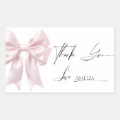 Zacht roze boog dank u rechthoekig rechthoekige sticker (Voorkant)