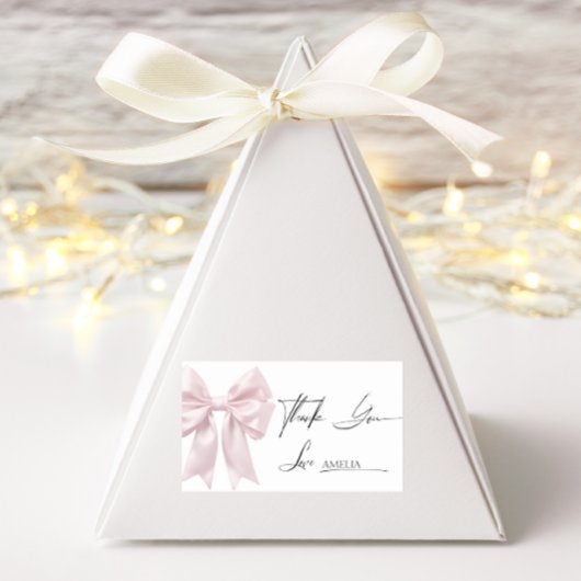 Zacht roze boog dank u rechthoekig rechthoekige sticker