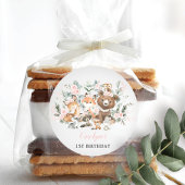 Zacht roze bos Eucalyptus Girl Birthday Ronde Sticker