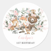 Zacht roze bos Eucalyptus Girl Birthday Ronde Sticker (Voorkant)