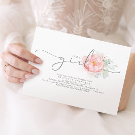 Zacht Roze botanische Florence Baby shower voor ka Kaart