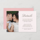  Zacht Roze Bruiloft Gast Details Foto Informatiekaartje (Voorkant / Achterkant)