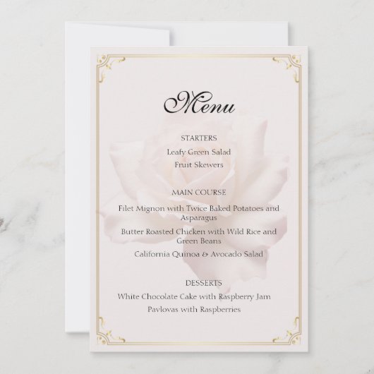 Zacht Roze Bruiloft Menu Kaarten (Voorkant)