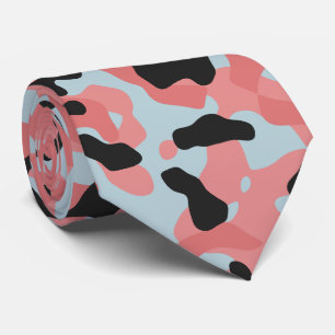 Zacht roze camouflage in donkergrijs en Bleek blau Stropdas