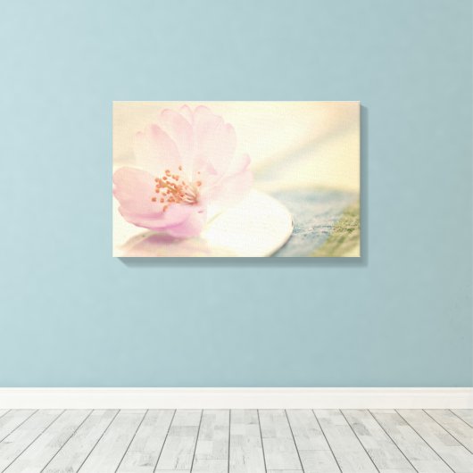 Zacht roze Cherry Blossom Flower Canvas Afdruk (Insitu (Houten vloer))