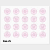 Zacht Roze Chevron Retro Stijl Monogram Patroon Ronde Sticker (Vel)