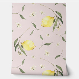 Zacht Roze Citroen Fruit Patroon Behang