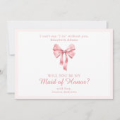 Zacht Roze Coquette Bow Wil je? Kaart (Voorkant)