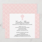 Zacht Roze Damask Celtic Cross First Communation Kaart (Voorkant / Achterkant)