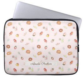 Zacht roze dessert droom: Waterverf gebak patroon Laptop Sleeve
