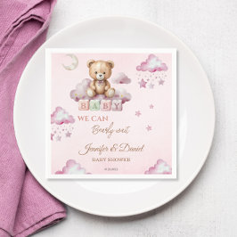 Zacht Roze Dromerig Beer Blokkeert Baby Meisje Dou Servet