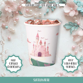 Zacht Roze Dromerige Prinses Kasteel Papieren beke Bekers
