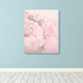 Zacht Roze Elegant Floral Peonies Canvas Afdrukken (Insitu (Houten vloer))
