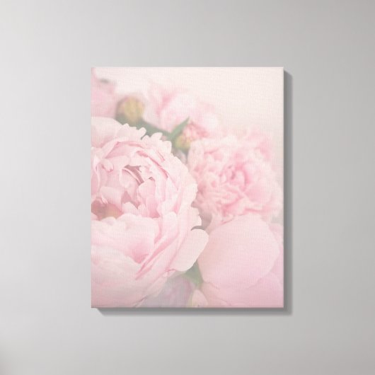 Zacht Roze Elegant Floral Peonies Canvas Afdrukken (Voorkant)