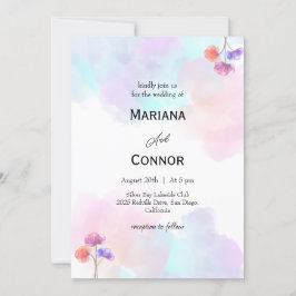 Zacht roze en blauwe bruiloft uitnodigingen