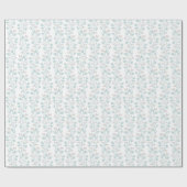 Zacht roze en blauwe wijnstokbloemen bladeren op w cadeaupapier (Vlak)