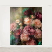  Zacht Roze en Bourgognige Rozen geverfd Wandkleed (Voorkant)